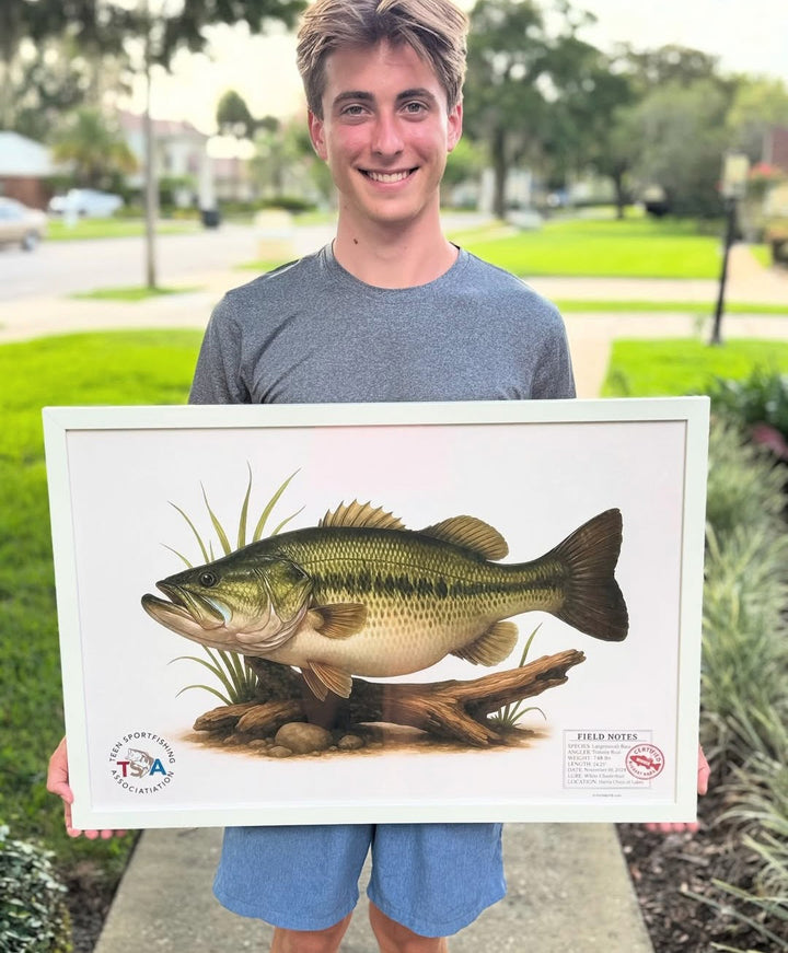 FULL-SIZE Custom Largemouth Bass Personal Best Print - Vintage Field Guide Print